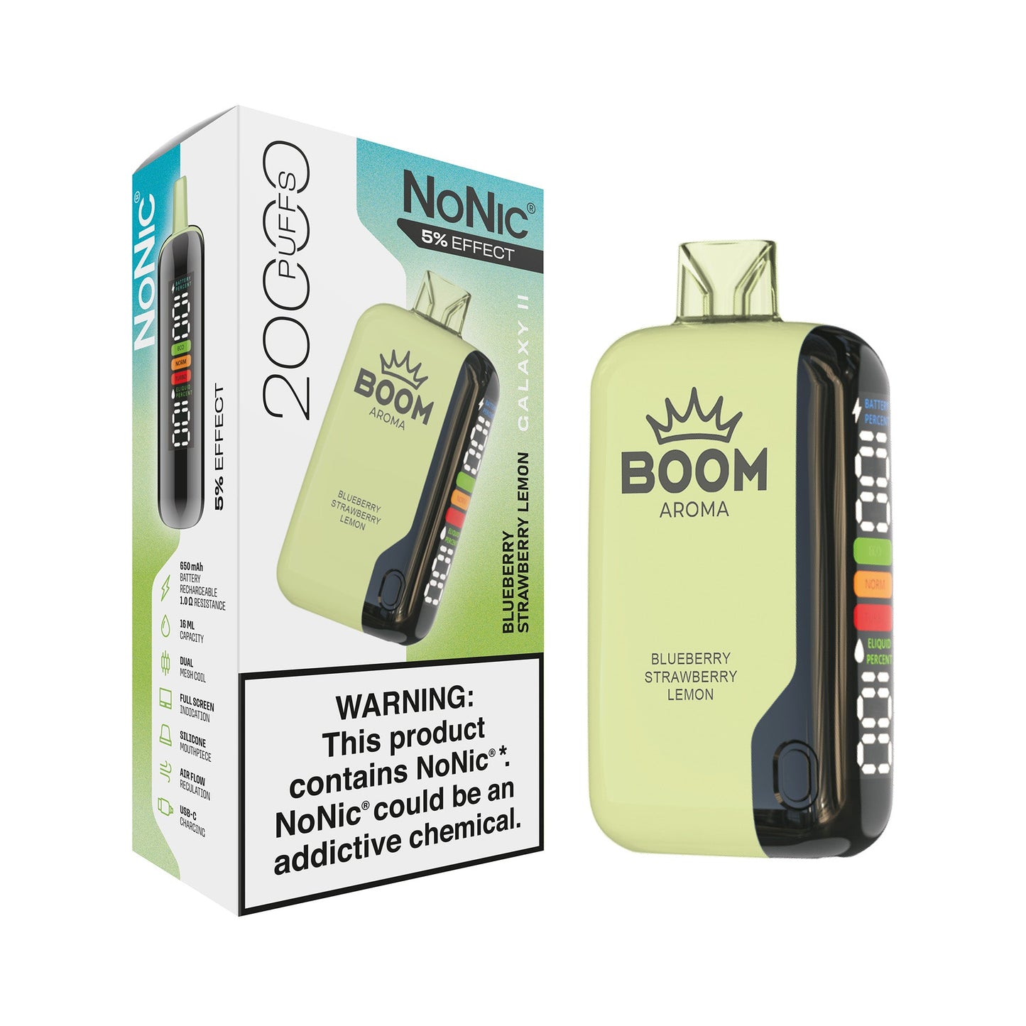 Nonic Galaxy II 20k Aroma Boom 5% Effect Blueberry Strawberry Lemon